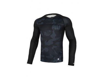 PitBull West Coast Rashguard tričko pánske s dlhým rukávom DILLARD CASINO Performance Pro Plus black grey