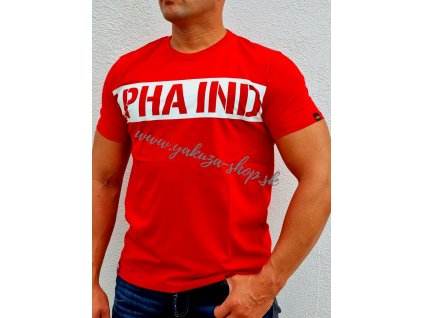 Alpha Industries Printed Stripe T speed red tričko pánske