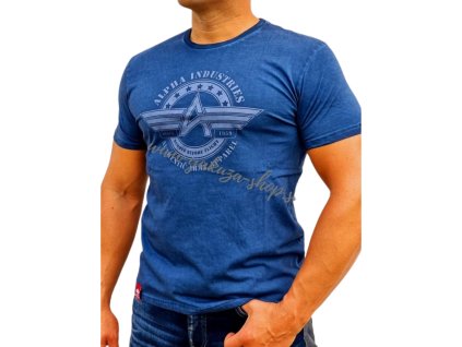 Alpha Industries AI Olidye T tričko pánske rep blue 1