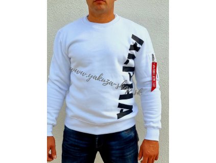 Alpha Industries SIDE PRINT Sweater white pánska mikina