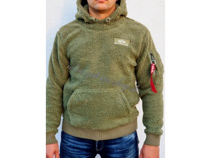 Alpha Industries TEDDY HOODY pánska mikina sage green