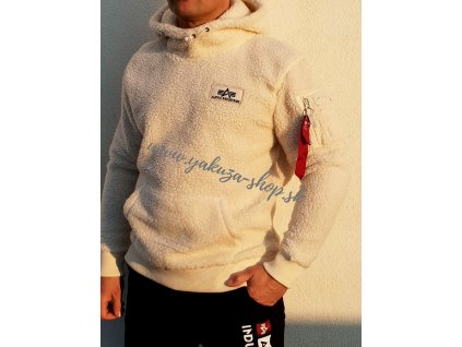Alpha Industries TEDDY HOODY pánska mikina off white