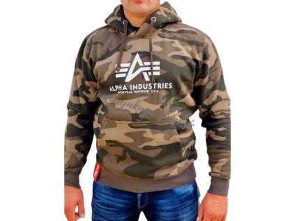 Alpha Industries Basic Hoody Camo pánska mikina olive camo