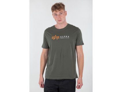 Alpha Industries LABEL T foil print tričko pánske dark olive/gold