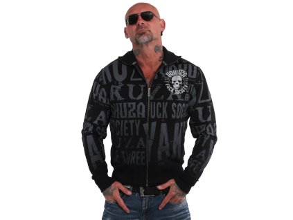 Yakuza mikina na zips LABEL SKULL HZB 19017 black