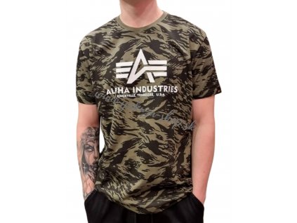 Alpha Industries Basic T Shirt Camo tričko pánske Brushstroke Green 1
