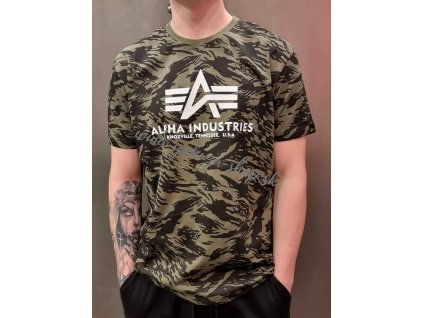 Alpha Industries Basic T Shirt Camo tričko pánske Brushstroke Green