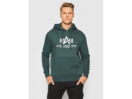 Alpha Industries Basic Hoody pánska mikina Navy Green