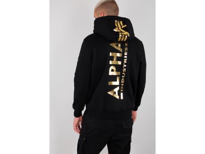 Alpha Industries Back Print Hoody pánska mikina black gold a