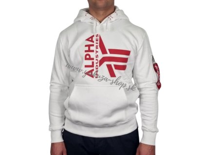 Alpha Industries Half Logo Foam Hoody pánska mikina white 1