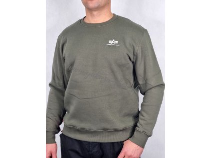 Alpha Industries Basic Sweater Small Logo dark olive mikina pánska 1