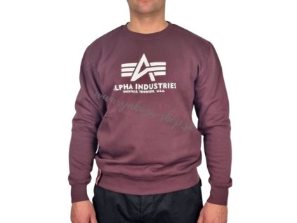 Alpha Industries mikina Basic Sweater deep maroon 1