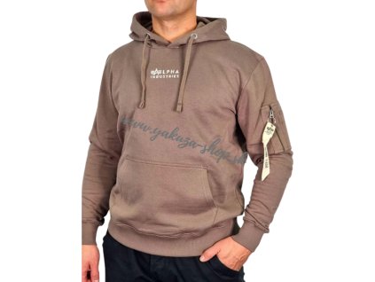 Alpha Industries Organic EMB Hoody pánska mikina Brown