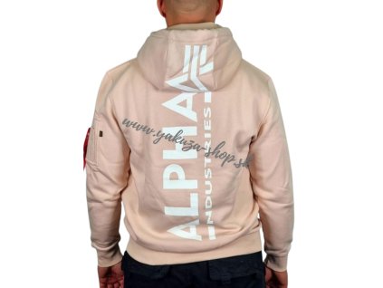 Alpha Industries Back Print Hoody pánska mikina pale peach a
