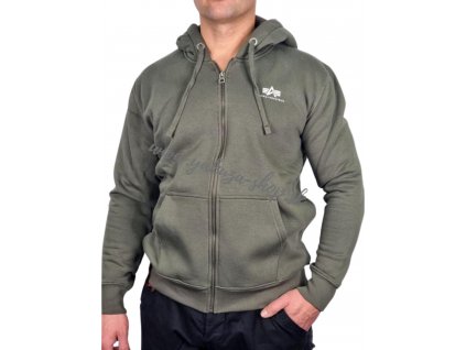 Alpha Industries Basic Zip Hoody SL pánska mikina dark olive a