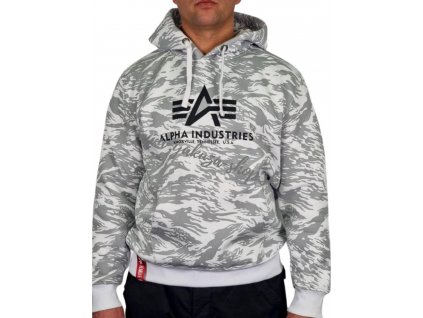 Alpha Industries Basic Hoody Camo pánska mikina Brushstroke White