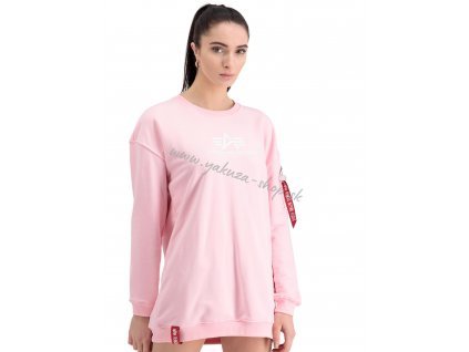 Alpha Industries Basic Long Sweater OS Wmn pastel pink dámska dlhá mikina