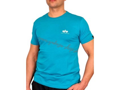 Alpha Industries Basic T Small logo Blue Lagoon tričko pánske 1
