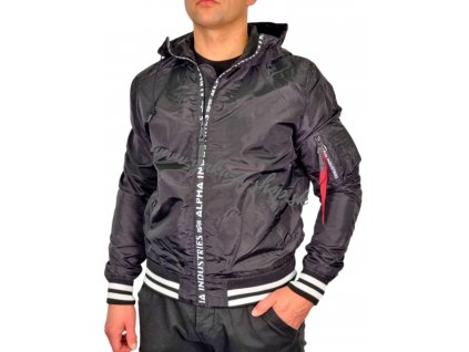 Alpha Industries bunda pánska MA 1 LW HOODED PZ black white