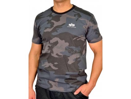 Alpha Industries Basic T Small logo Camo tričko pánske Black Camo 1