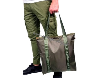 Alpha Industries Alpha Shopper Bag nákupná taška Sage Green