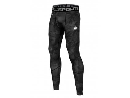 PitBull West Coast pánske legíny COMPRESSION PANTS NET CAMO ALL BLACK CAMO