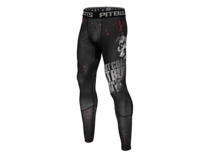 PitBull West Coast pánske legíny COMPRESSION PANTS BLOOD DOG BLACK