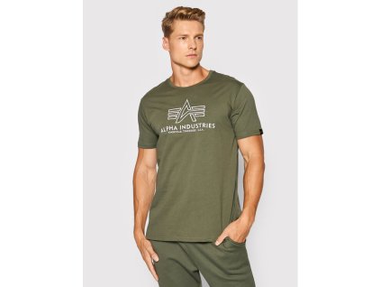 Alpha Industries EMBROIDERY tričko pánske dark olive b