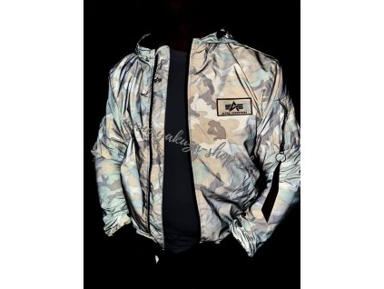 Alpha Industries Ma 1 LW Hooded Ref Woodl Camo bunda pánska
