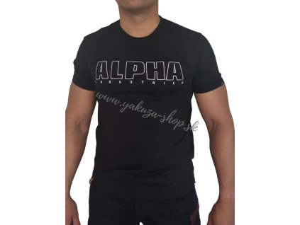 Alpha Industries EMROIDERY HEAVY T tričko pánske Black white 2
