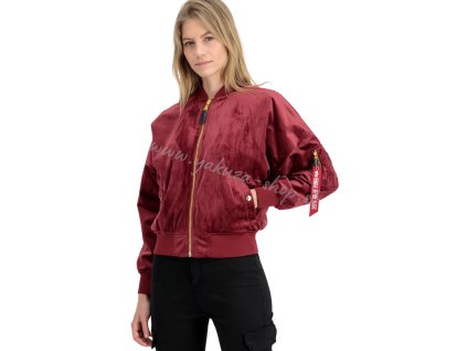 Alpha Industries MA 1 OS VELVET Wmn dámska bunda burgundy