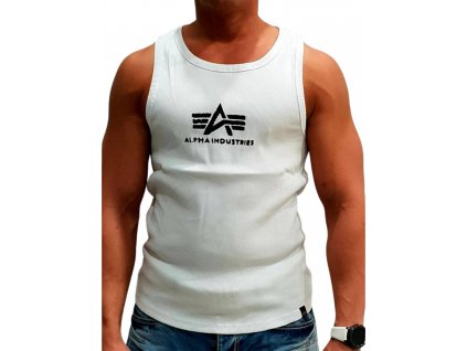 Alpha Industries Logo Tank White Black tielko pánske 2