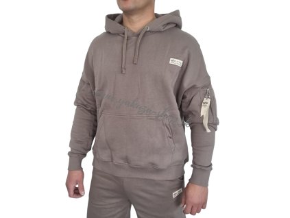 Alpha Industries Organic OS Hoody pánska mikina Organic Brown