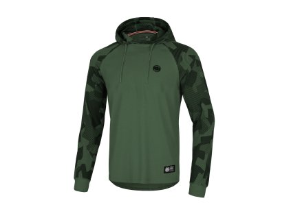 PitBull West Coast tričko pánske s kapucňou s dlhým rukávom SPANDEX MERCADO 210 GSM Olive