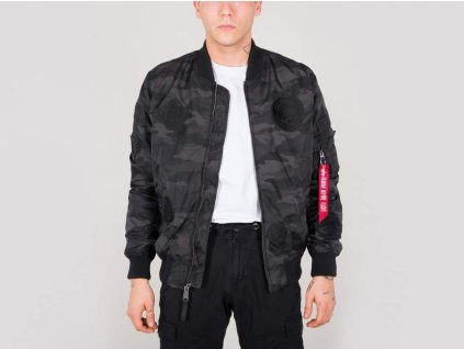 Alpha Industries MA-1 TT Patch II black camo bunda prechodná