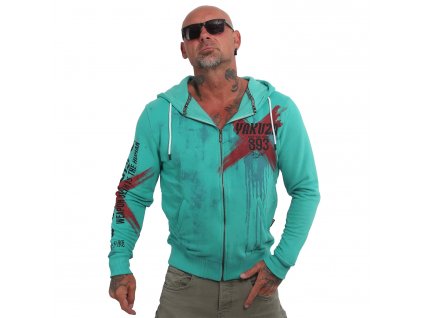 Yakuza mikina na zips s kapucňou SOUL ON FIRE HZB 20016 turquoise