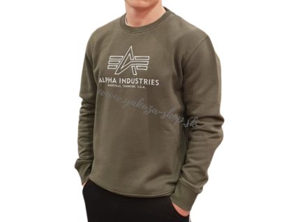 Alpha Industries Basic Sweater EMBROIDERY dark olive