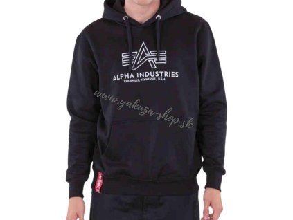 Alpha Industries Basic Hoody EMBROIDERY pánska mikina black white