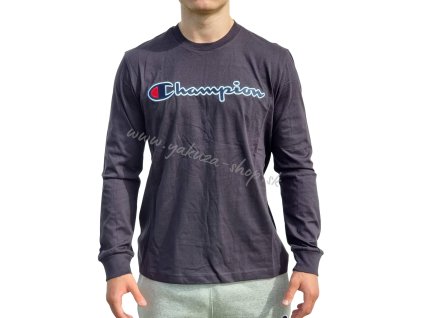 Champion tričko pánske s dlhým rukávom Crewneck Long Sleeve T Shirt Black 217861 KK001 NBK