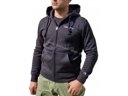 Champion mikina pánska na zips s kapucňou Hooded Full Zip Hoody Black 217864 KK001 NBK