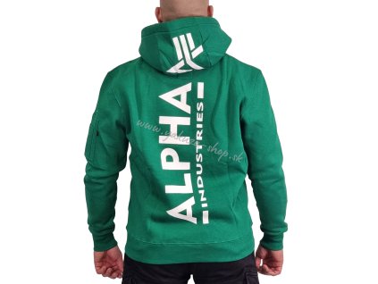 Alpha Industries Back Print Hoody pánska mikina jungle green