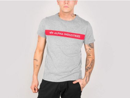 Alpha Industries Red Stripe T grey tričko pánske