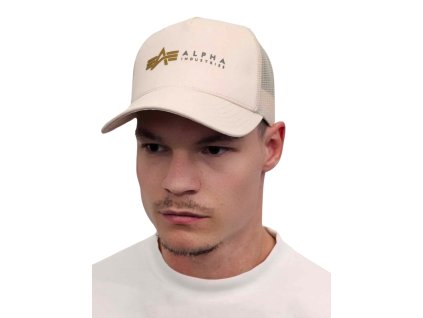 alpha industries alpha label trucker cap siltovka jet stream white