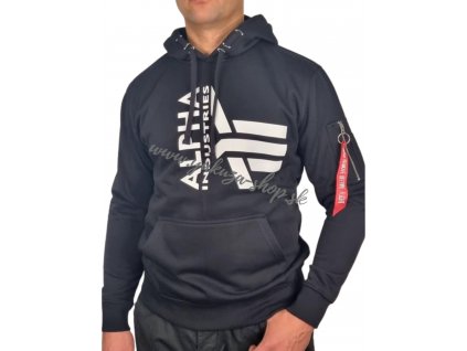 Alpha Industries Half Logo Foam Hoody pánska mikina black a