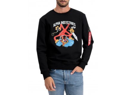 Alpha Industries Fighter Squadron Sweater mikina pánska Black