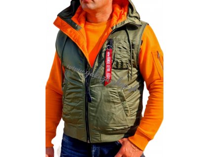 Alpha Industries vesta Hooded MA 1 Vest Sage Green 2