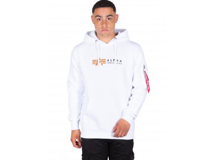 Alpha Industries Label Hoody pánska mikina white