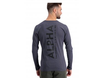 Alpha Industries Back Print Heavy LS pánske tričko s dlhým rukávom greyblack