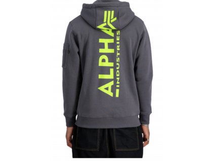 Alpha Industries BACK PRINT ZIP HOODY vintage grey pánska mikina