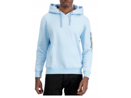 Alpha Industries Organic EMB Hoody pánska mikina Sky Blue